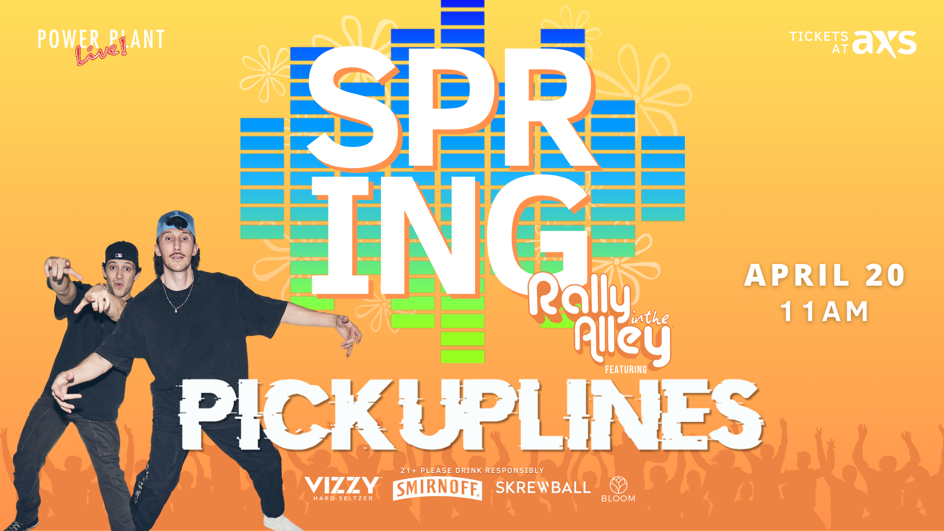 spring rally alley daytime EDM event at power plant live featuring pickup lines